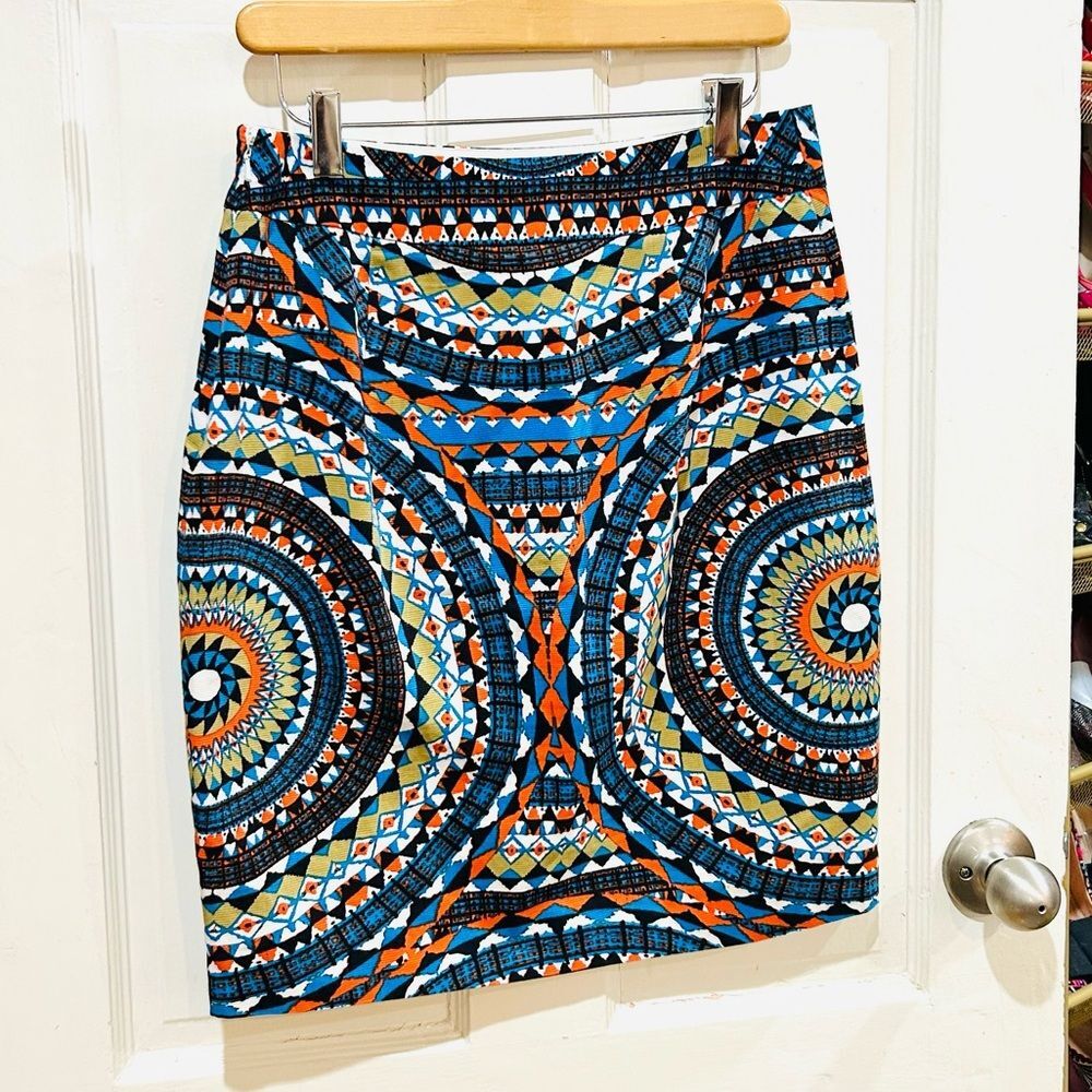 Anthropologie Tabitha Retro Pencil Skirt Boho Print 100% Cotton Size 4 - Picture 5 of 6